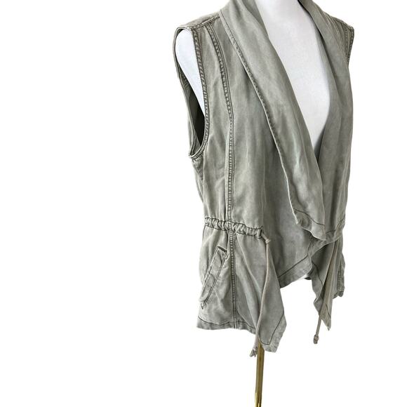 MAX Jeans Safari Utility Vest Womens Green Drawstring Sleeveless Size M - Picture 4 of 8